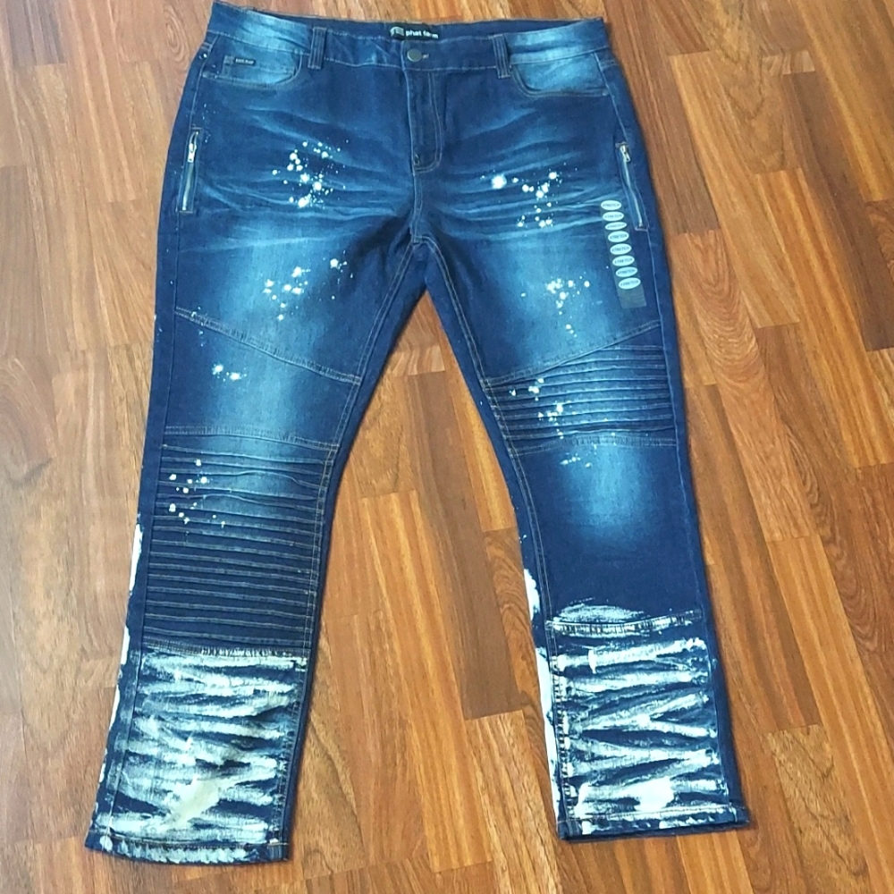 New Phat Farm Bleached Skinny Moto Jeans Sz. 40X30